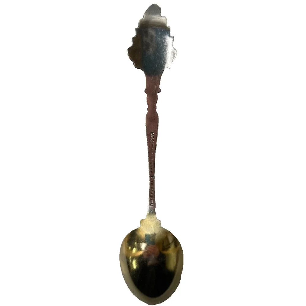 Rare Antique Silver Souvenir Spoon 4.7 inch Red Blue Enamel Handle Collectable